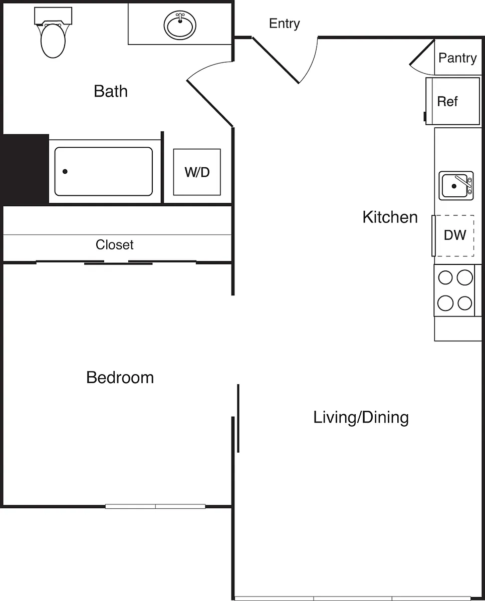 Floor plan 1 Bed SW624