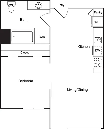 Floor plan 1 Bed SW624