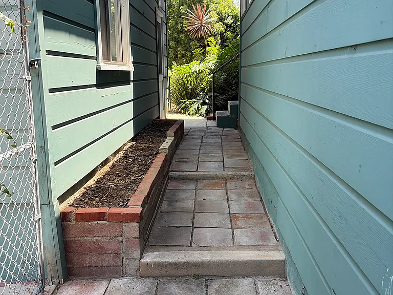 walk way to shared laundry