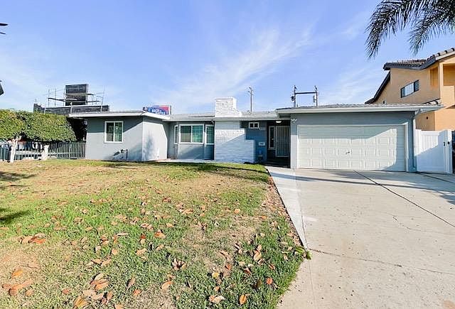 Front yard with two-car garage