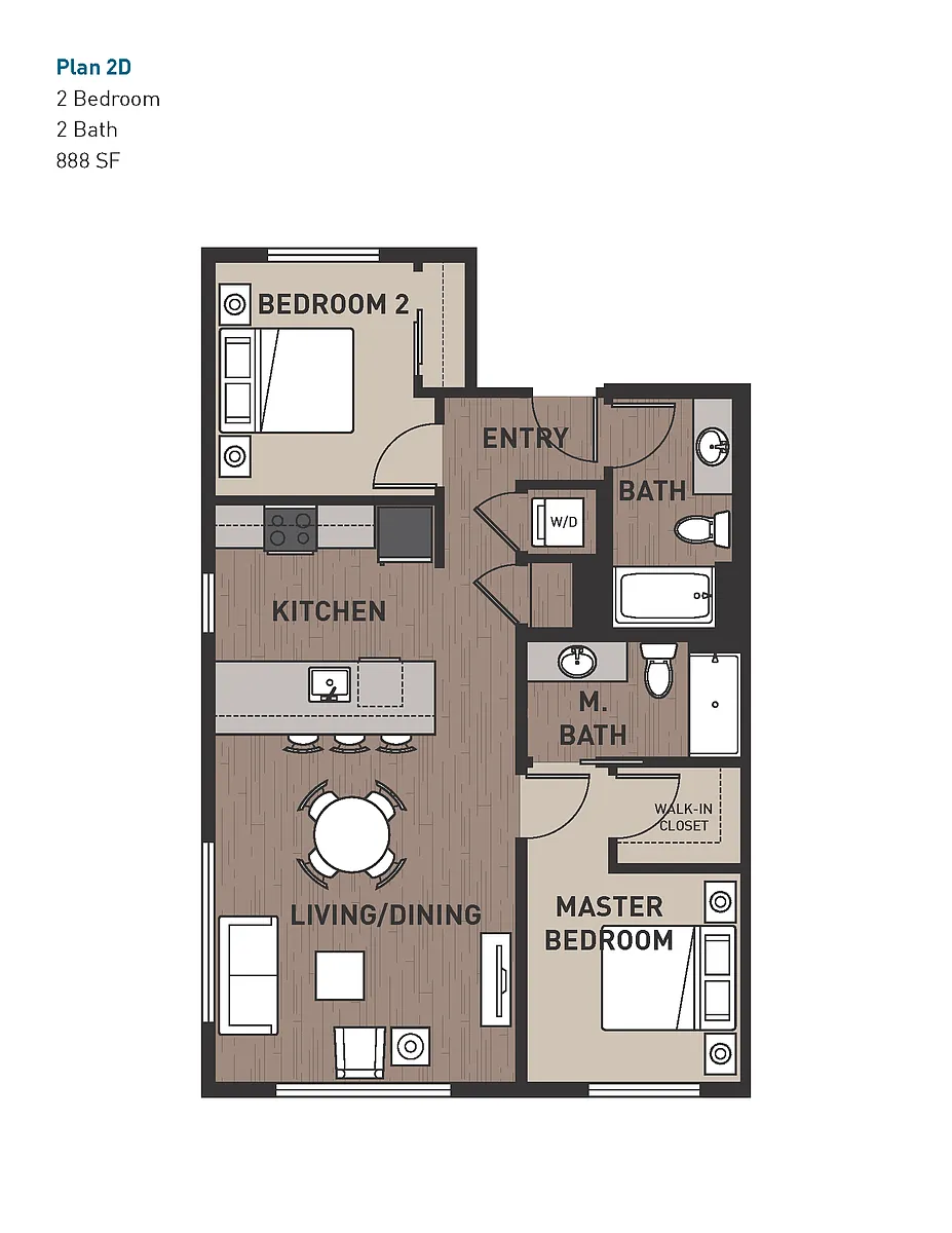 Floor plan 2 Bedroom 2D