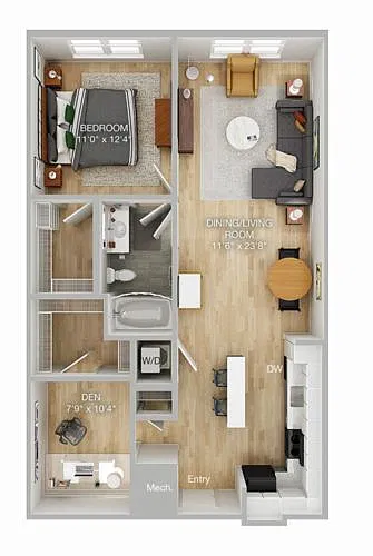Floor plan One Bedroom Den