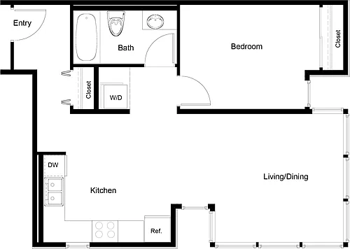 Floor plan 1 Bedroom B