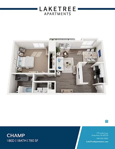 Floor plan 1 Bed 1 Bath