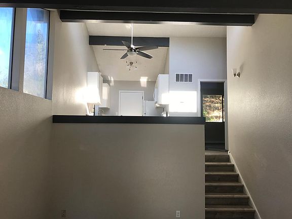 Split levels looking up from the living room to the newly re