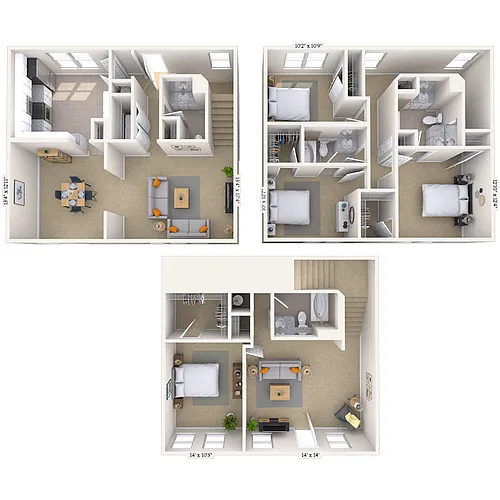 Floor plan Townhome 4x3.5 2500 SF