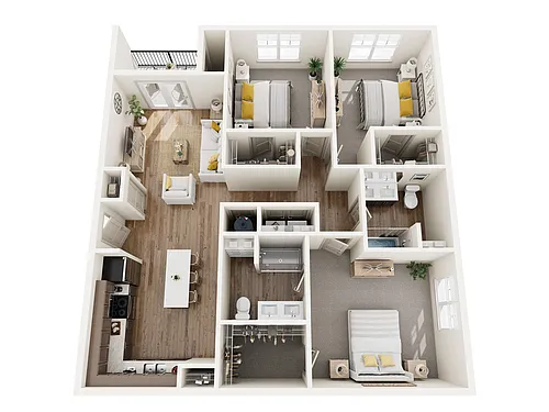 Floor plan 3 Bed, 2 Bath