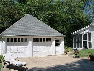 Garage has standing room for storage