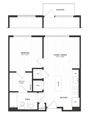 Floor plan 1 Bed/1 Bath Junior-S10