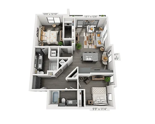 Floor plan Two Bedroom B2D-II
