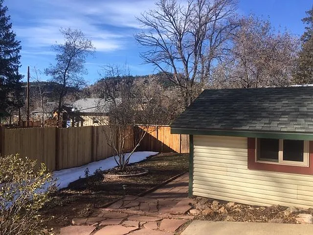 Backyard with privacy fence.