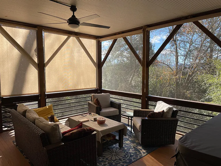 Screen porch with Western view