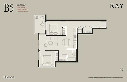 Floor plan 2 Bedroom + 1 Bath