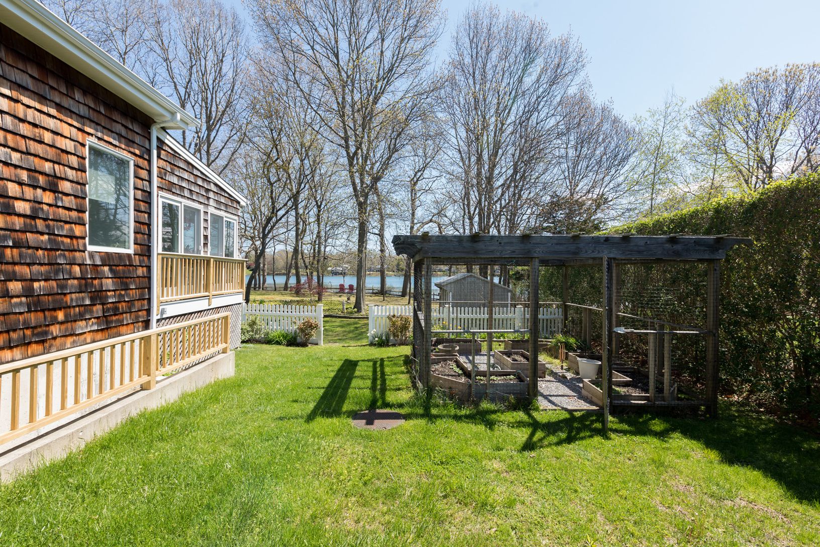  Fenced yard with side garden