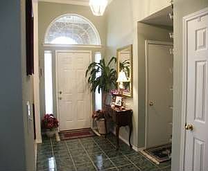 Light and bright tiled entry way