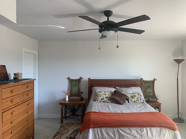 master bedroom furnished (queen bed).