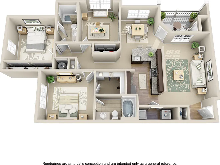Element Carolina Bay - C1B Seabrook - 2 Beds - 2 Baths - 1323 Sq. ft.