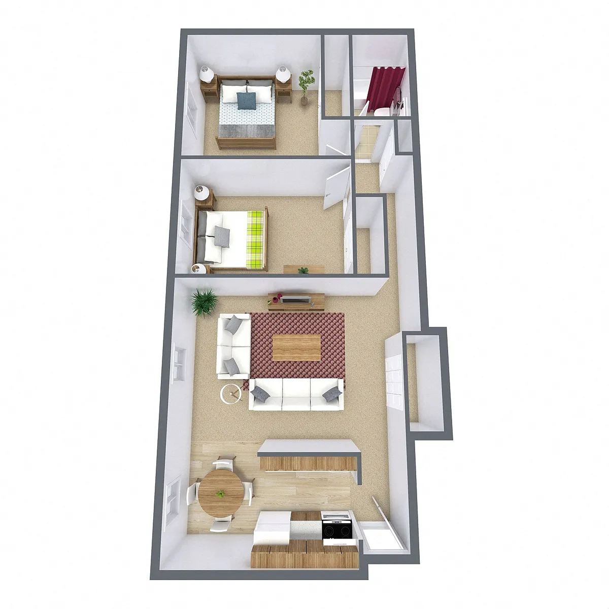 Floor plan Two Bedroom 21A