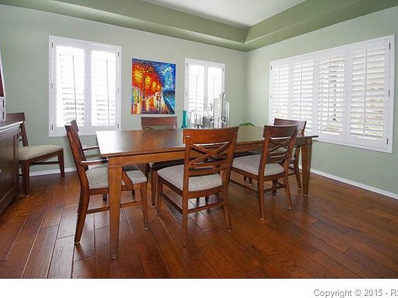 Another shot of the dining room with its plantation shutters.
