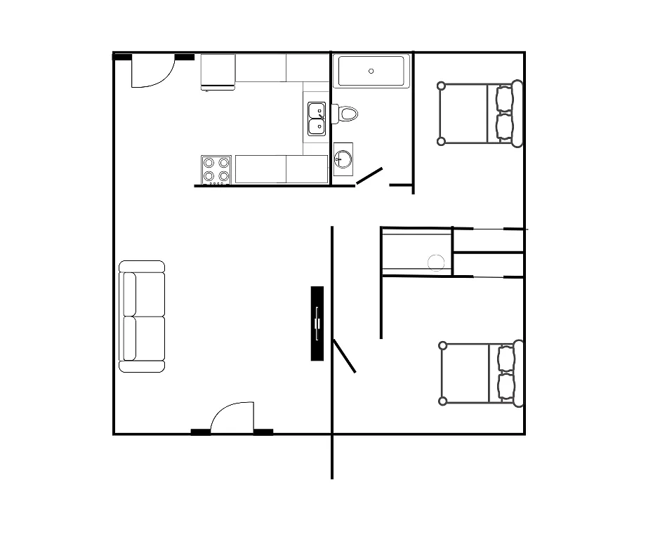 Floor plan Luxury Renovated Two Bedrooms