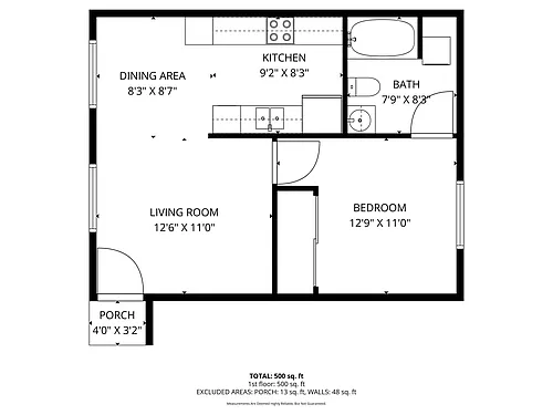 Floor plan 1 Bed 1 Bath