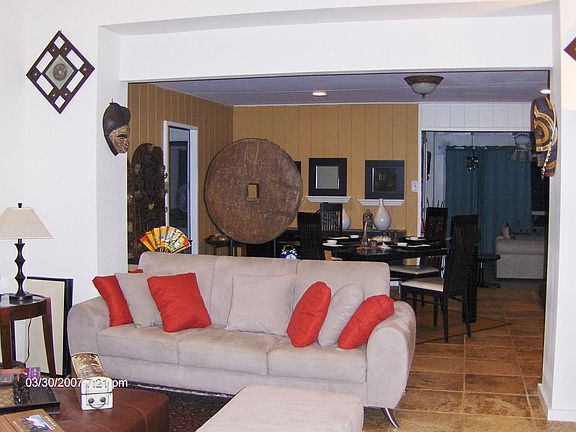 Sitting room opens to dining area