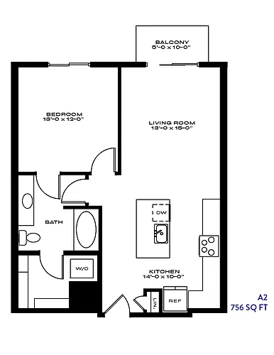 Floor plan 1 Bed/1 Bath