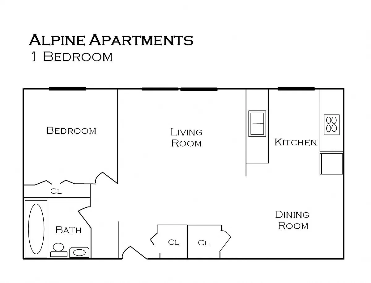 Floor plan 1 Bedroom 1 Bath