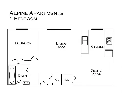 Floor plan 1 Bedroom 1 Bath
