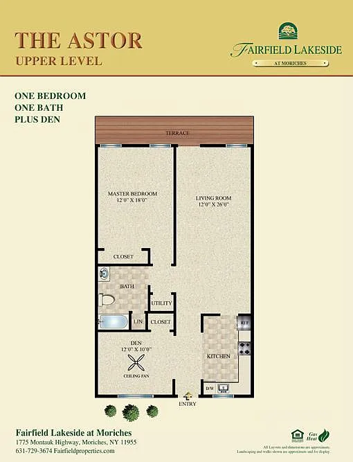 Floor plan The Astor Upper One Bedroom plus Den