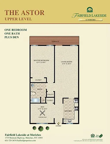 Floor plan The Astor Upper One Bedroom plus Den