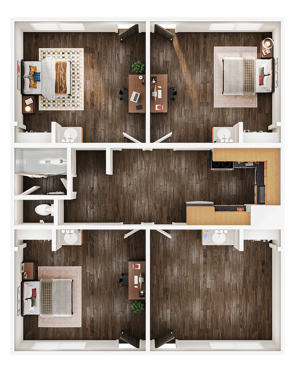 Floor plan 3BR/1BA - C1