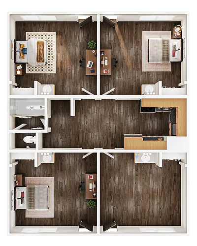 Floor plan 3BR/1BA - C1