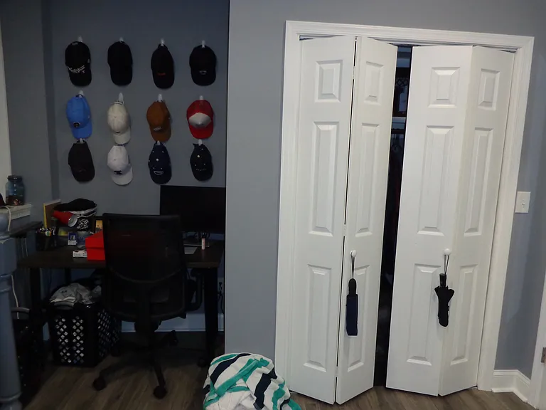 Bedroom closet and work space area