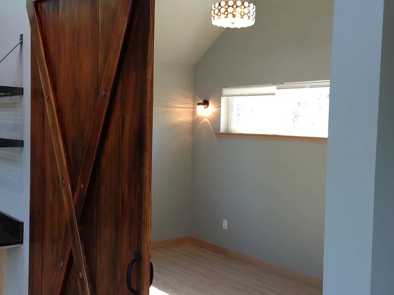 View into bedroom from living area.