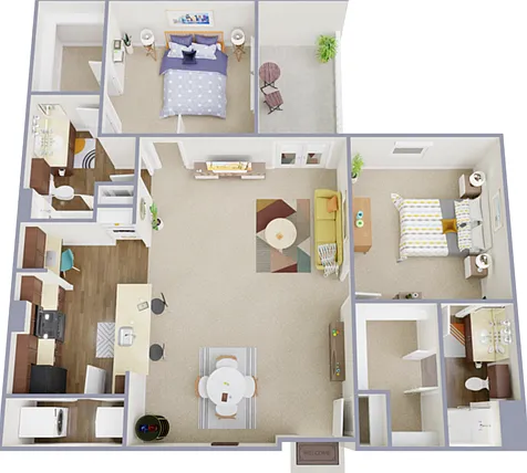2 Bedroom, 2 Bathroom 2 Bedroom, 2 Bathroom