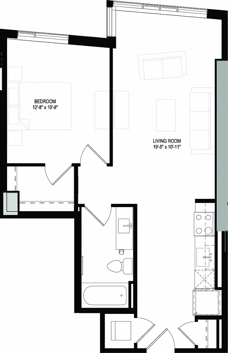 Floor plan One Bedroom/One Bathroom (A17)