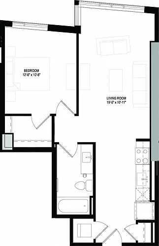 Floor plan One Bedroom/One Bathroom (A17)