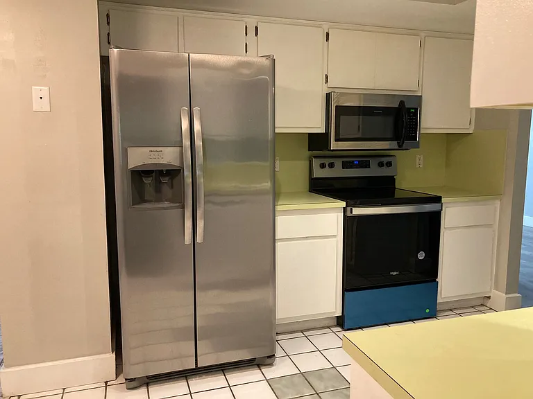 Kitchen with stainless steel appliances