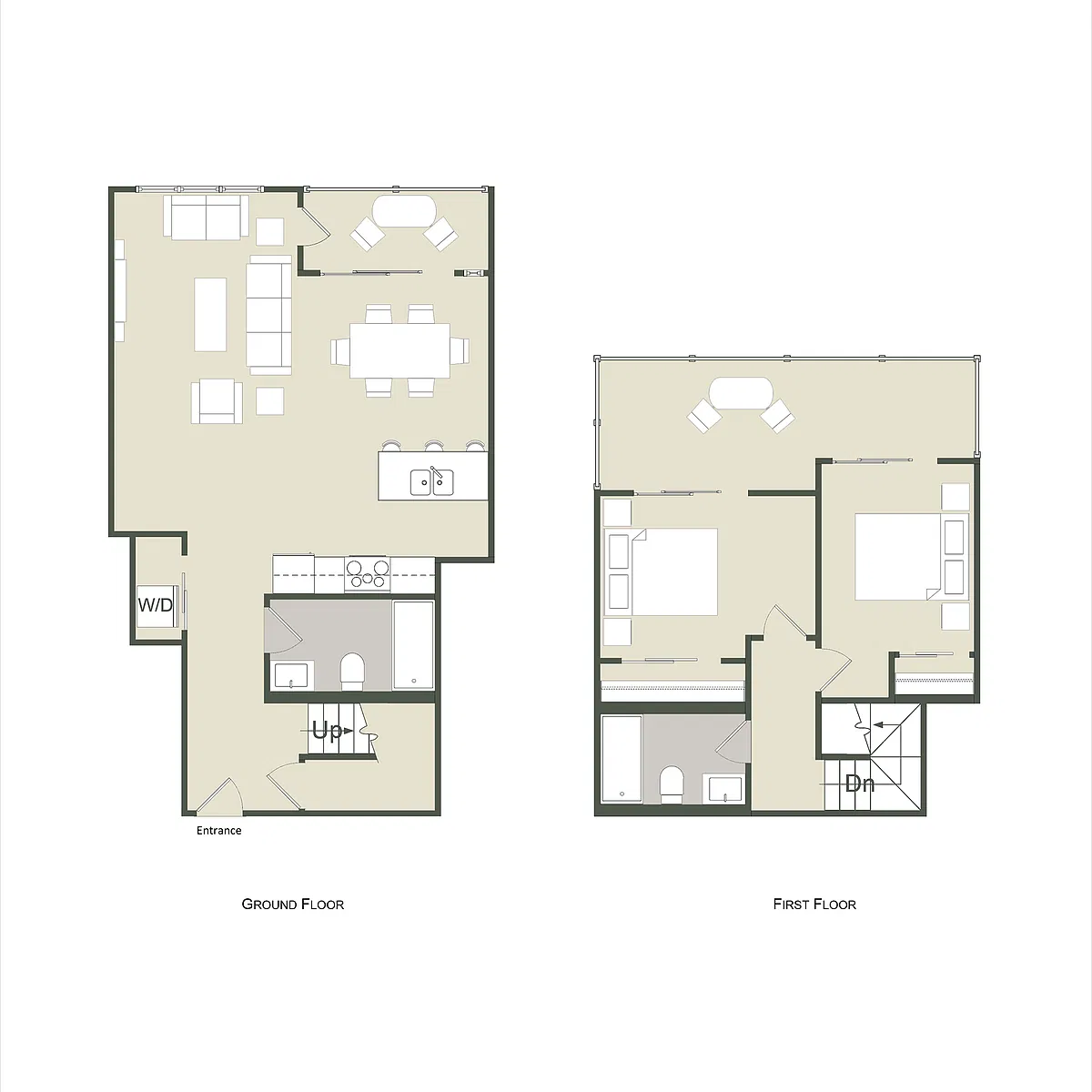 Floor plan 2 Bedroom - 2 Bathroom