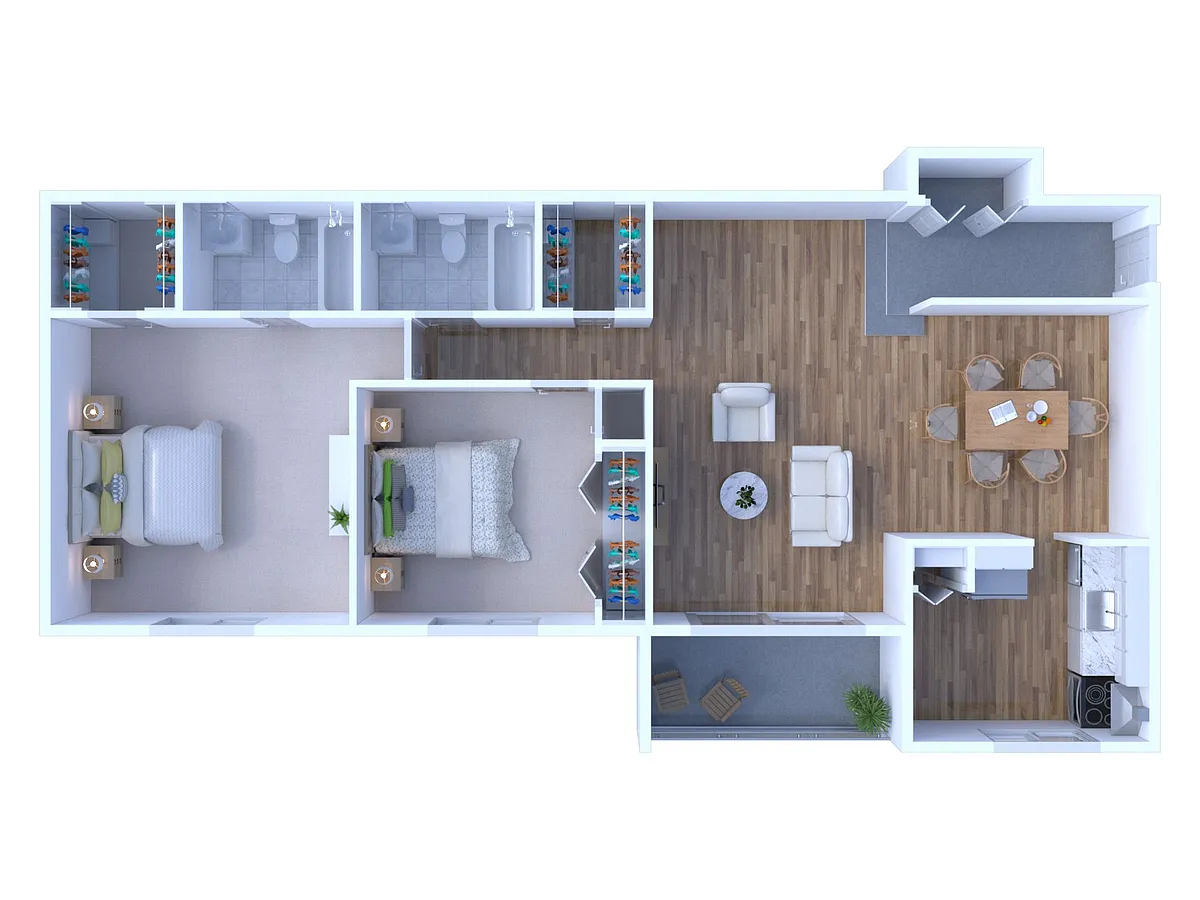 Floor plan 2 Bed 2 Bath | Renovated