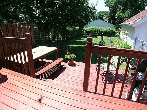 two tiered deck gives to extra large back yard.