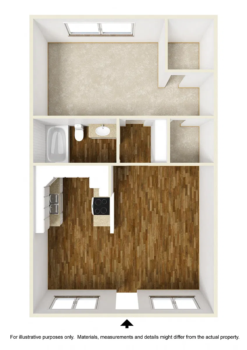 Floor plan 1 Bedrooms, 1 Bathroom Plan B