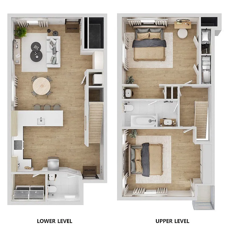 Floor plan 2 Bedroom Townhome
