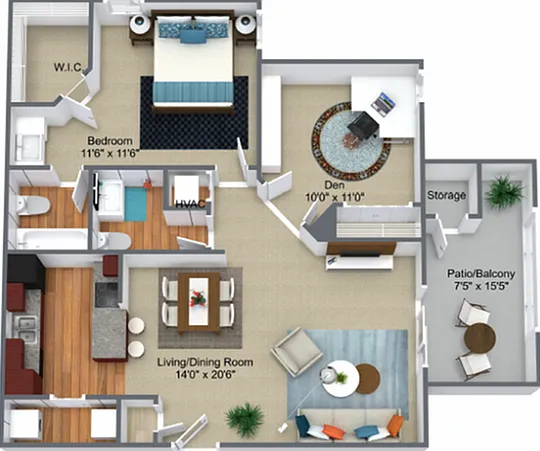 1 Bed, 1 Bath with Den 1 Bed, 1 Bath with Den