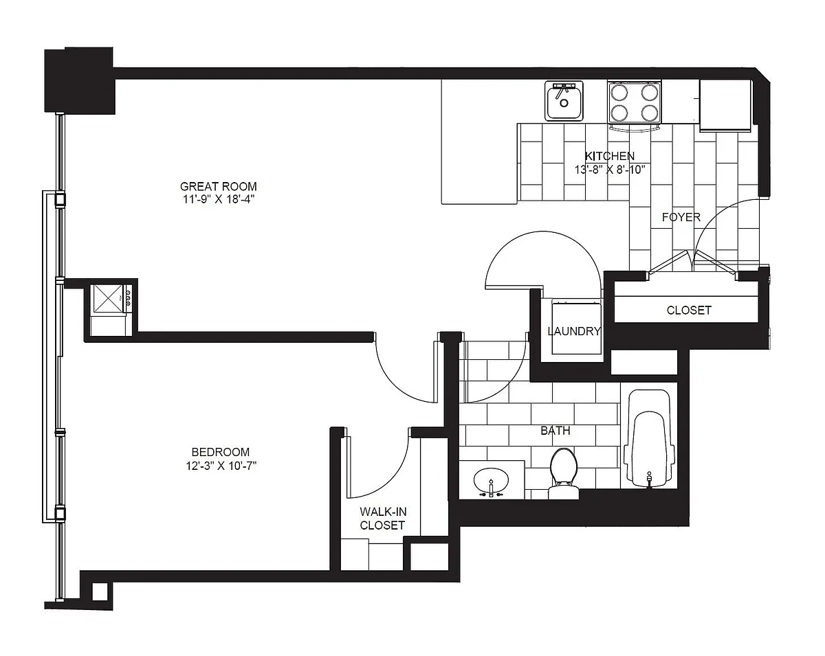 Floor plan One Bedroom A2