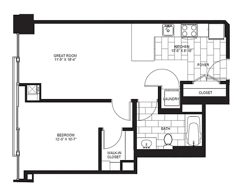 Floor plan One Bedroom A2