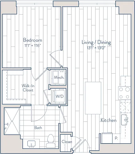 Floor plan 1 Bed/1 Bath-C19-c2