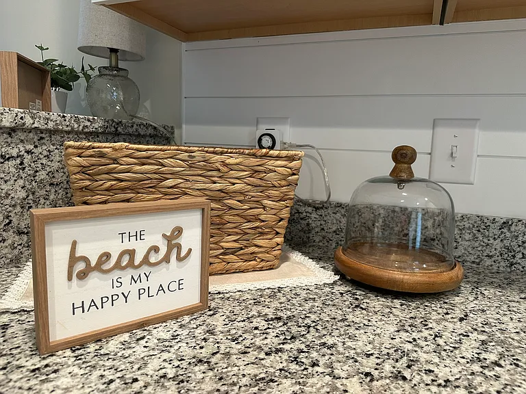 Granite and Shiplap Backsplash