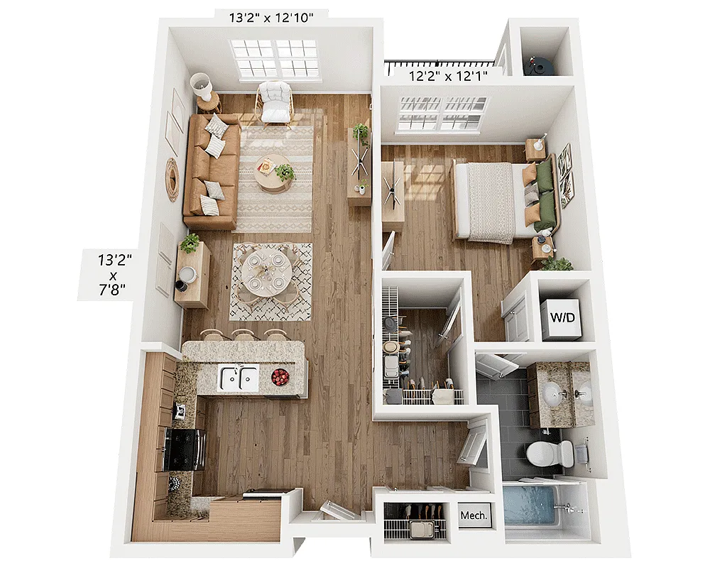 Floor plan One Bedroom A1A
